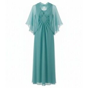 Vintage Formal Light Blue Dress with Mesh Cape